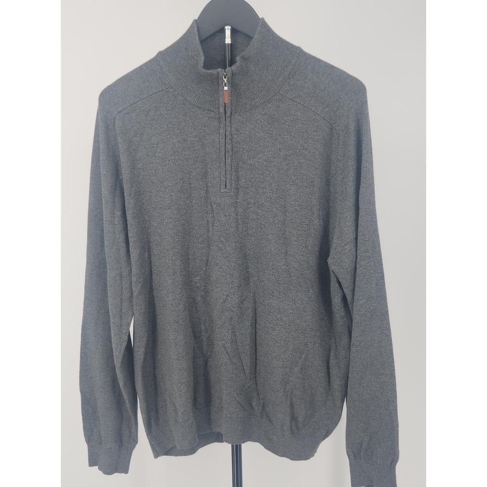 Eddie Bauer Mens Gray Supima Pima Cotton Quarter Zip Pullover Sweater Size M
